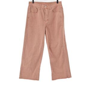 AMERICAN EAGLE Jeans Womens Sz 6 Blush Pink High Rise Wide Leg Crop Raw Hem Boho